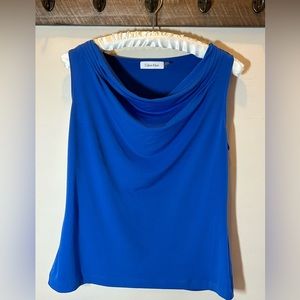 Calvin Klein classic cobalt blue drape-front shell